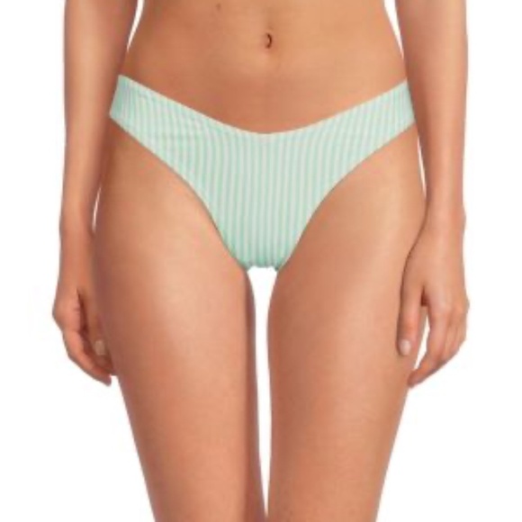 WEWOREWHAT Women's Delilah Vintage Striped Bikini Bottom Mint White XL NWT - Picture 3 of 7